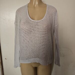 SL Fashions Sheer Knit Sweater - Light Gray
